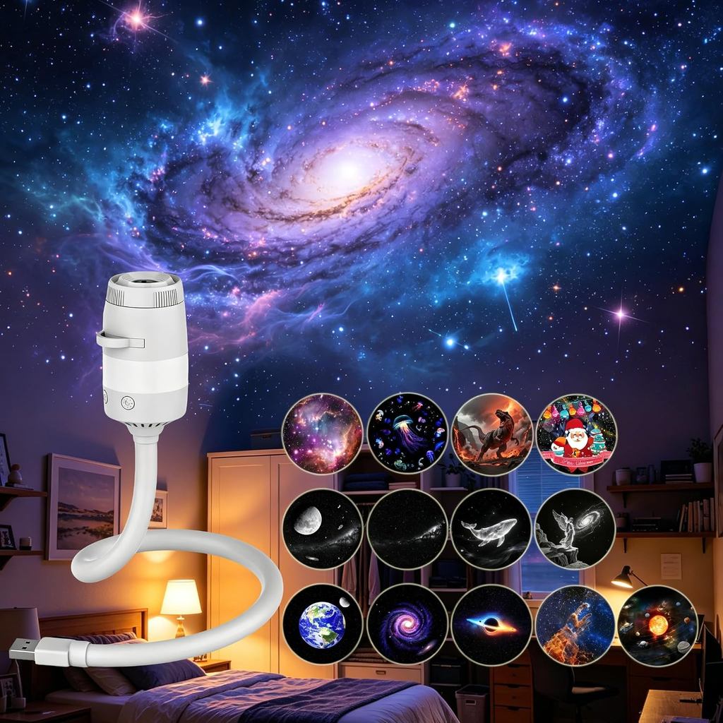 Galaxy Projector Night Light, 2-in-1 USB Portable Galaxy Star Projector Night Light, LED Ceiling/Wal