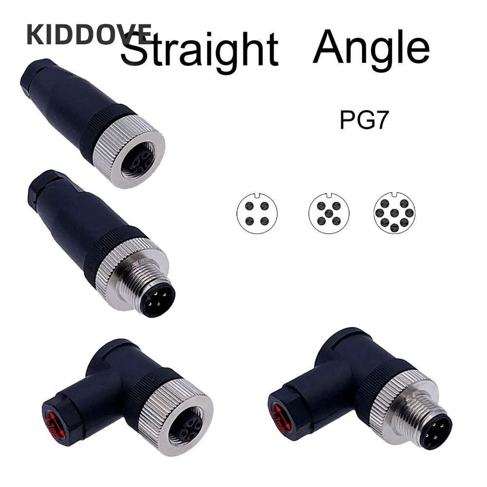 Đầu nối cảm biến KIDDOVE M12, Đầu nối cảm biến phích cắm hàng không M12, Đầu nối cáp cảm biến M12 Kh