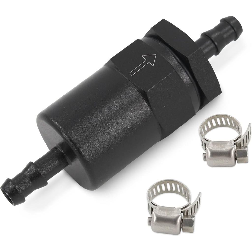 Bộ lọc nhiên liệu nội tuyến bằng nhôm Barb 5 / 16 "30 Micron có kẹp màu đen Đa năng Phù hợp cho xăng