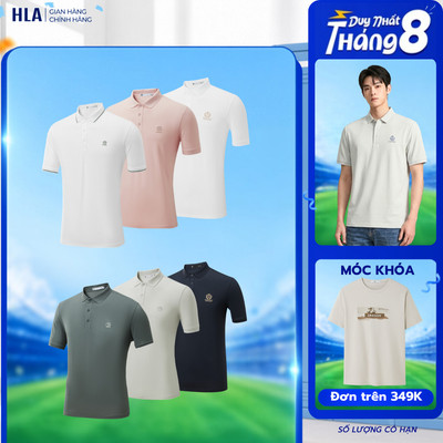 [VOUCHER 250K] Conbo 2 Áo Polo Nam HLA Tay Ngắn Màu Xanh Nhạt Cao Cấp, Họa Tiết, Chất Cotton Co Giãn