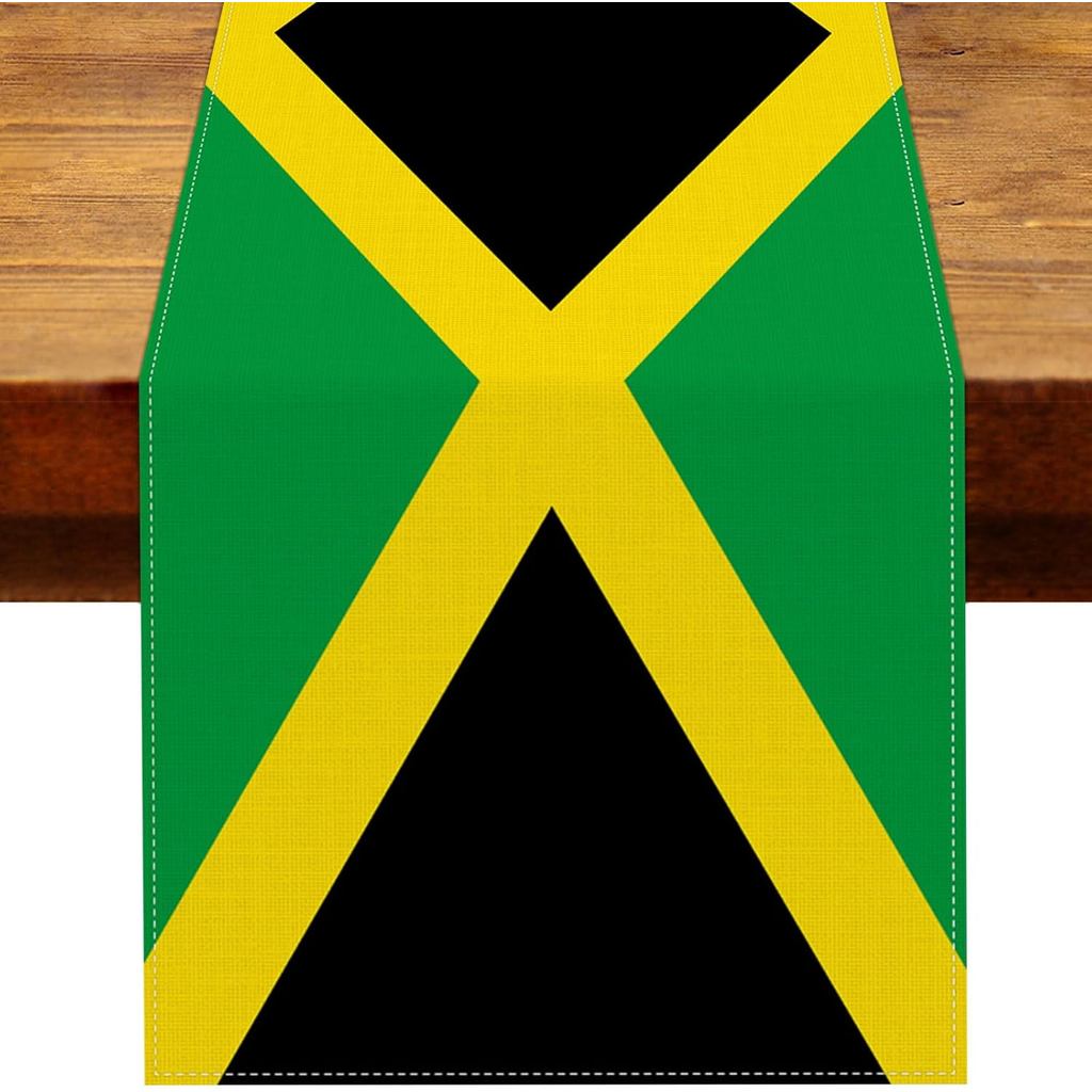 Khăn trải bàn hình cờ Jamaica, trang trí tiệc sinh nhật mùa hè phong cách nhạc Raggae Rasta Jamaica,