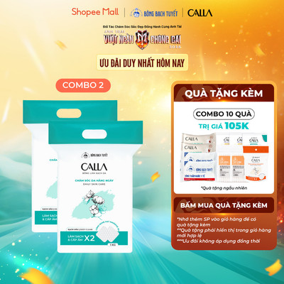 Combo 2 túi Bông tẩy trang làm sạch da Bông Bạch Tuyết Calla Sạch Sâu (1Kg/túi)