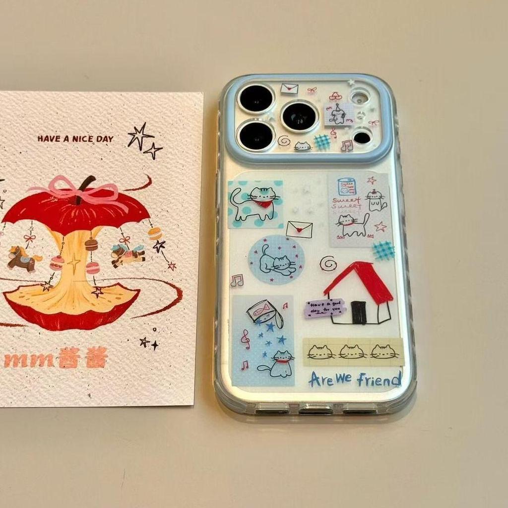 Ốp Điện Thoại Ins Cat House Note Thích Hợp Cho iPhone 17 16 15 14 13 12 11 Pro Max Plus Chống Sốc