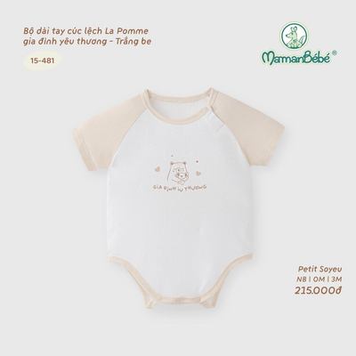 Body chíp cộc tay La Pomme gia đình yêu thương - Sợi Petit Soyeu thoáng mát - Bé trai/gái - 0M - 9M