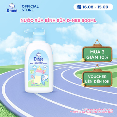 Nước rửa bình sữa D-nee, chiết xuất dưa leo, an toàn lành tính, khử khuẩn hiệu quả 500ml