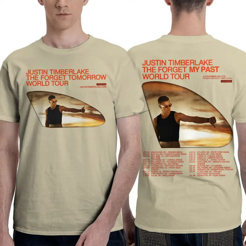 Áo thun Justin Timberlake Tour Y2K Phong Cách Retro Cotton 1 Nam Tay Ngắn In Hình Thời Trang