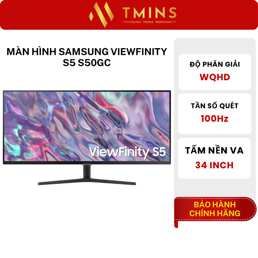 Màn Hình SAMSUNG ViewFinity S5 S50GC LS34C500GAEXXV (34 inch/ WQHD/ VA/ 100Hz/ 5ms/ FreeSync/ HDR10)