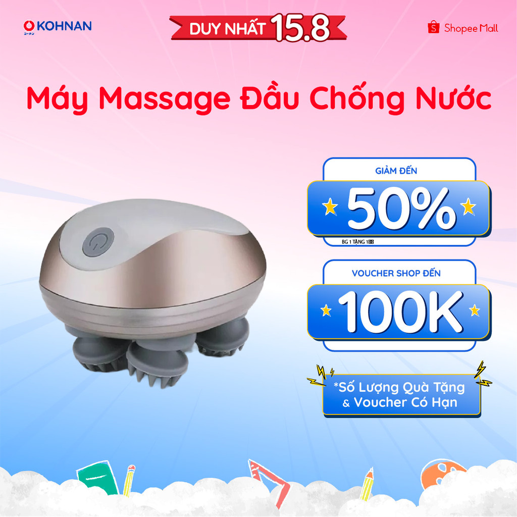 Máy massage đầu không dây KACHI MK399 massage thư giãn da đầu, chống nước IPX7, pin sạc USB, nhỏ gọn