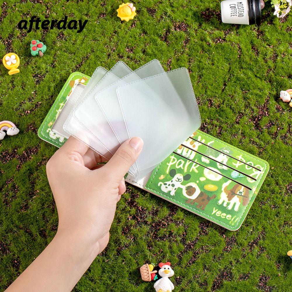 Túi lưu trữ ID AFTERDAY568, Túi đựng thẻ in hình hoạt hình PU, Chó con sáng tạo Giá đỡ thẻ di động d