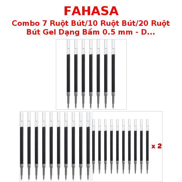 Combo 7 Ruột Bút/10 Ruột Bút/20 Ruột Bút Gel Dạng Bấm 0.5 mm - Deli S221 - Mực Đen