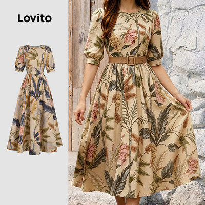 Lovito Đầm Casual Đính Ngọc Trai Mùa Xuân/hè Cho Nữ (không Kèm Thắt Lưng) LBL35272