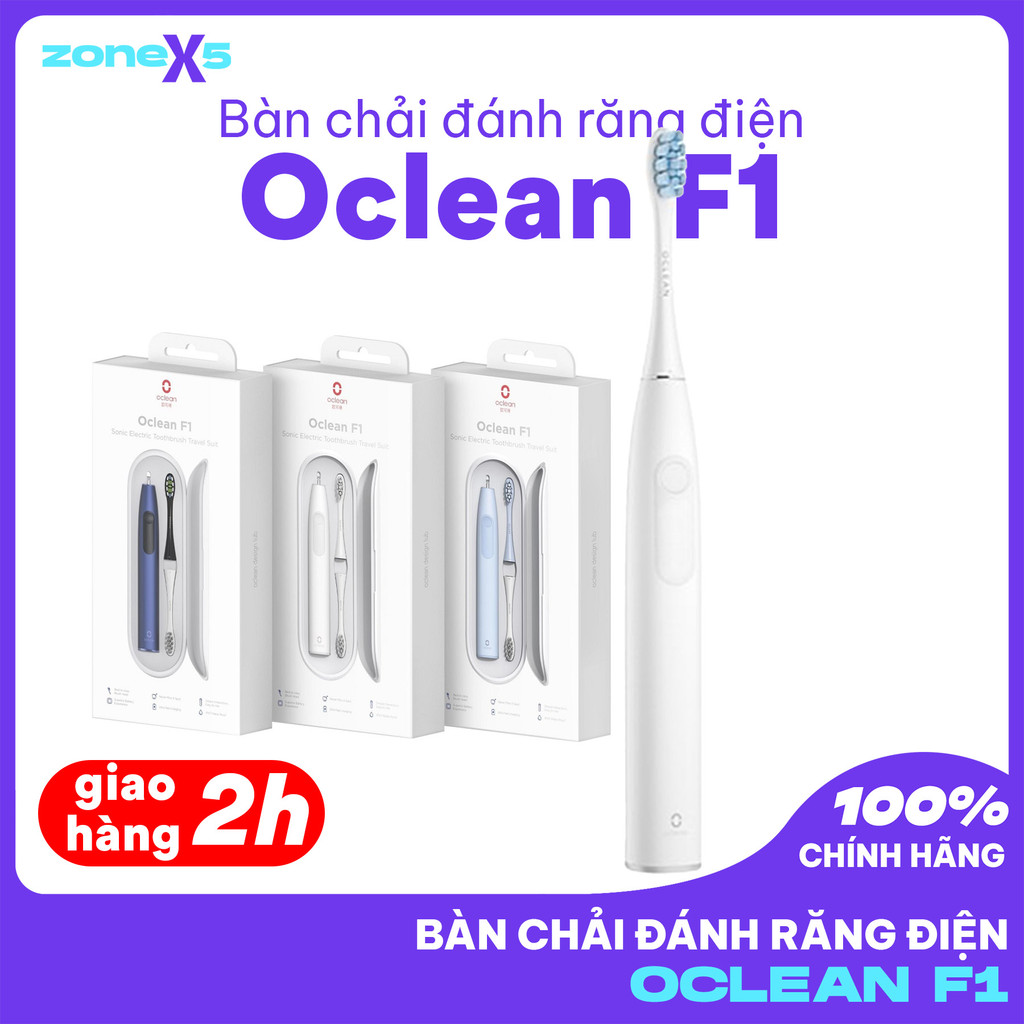 Bàn Chải Đánh Răng Điện Oclean F1 Kèm Hộp Du Lịch - 3 Chế Độ Làm Sạch, Chống Nước IPX7, Pin 30 Ngày
