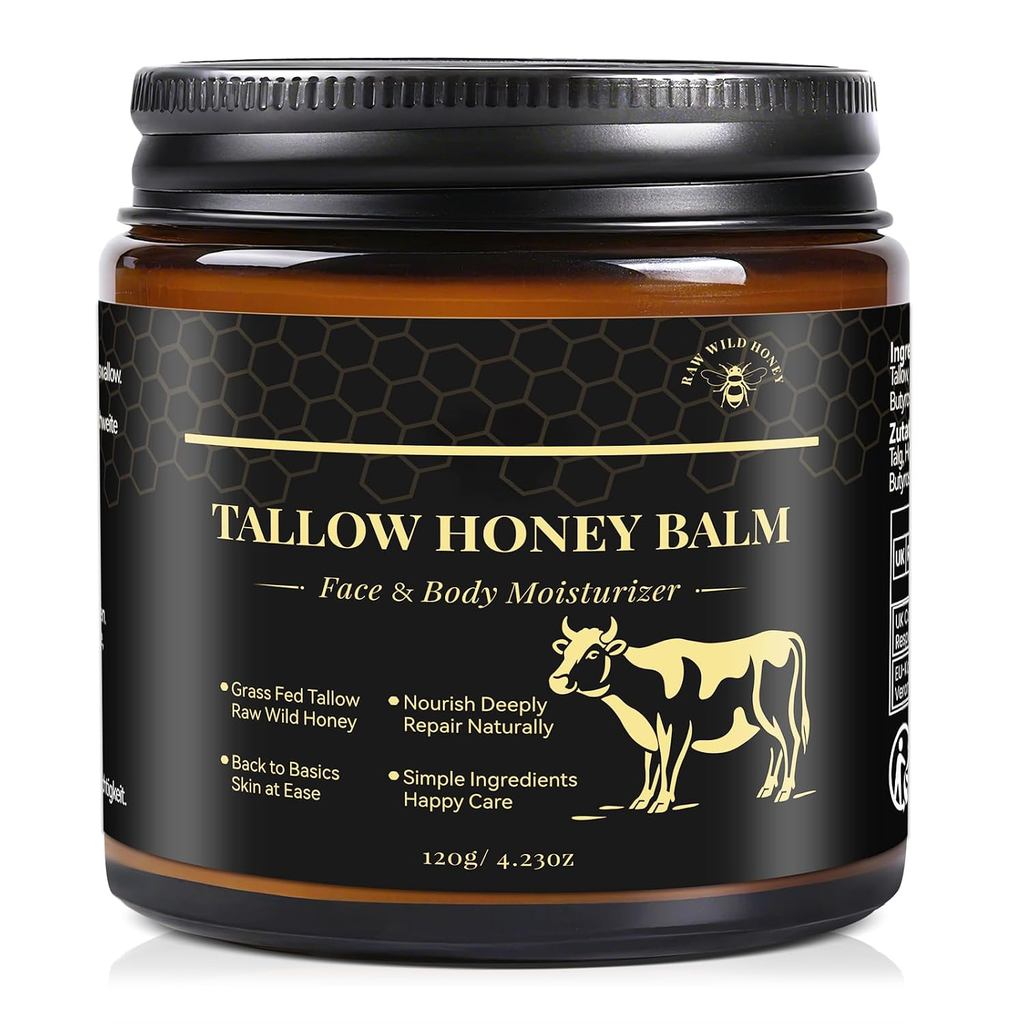 KINGMING Thịt Bò Tallow Cho Da, Tallow Và Mật Ong Balm Cho Mặt, Kem Dưỡng Ẩm Da Mặt, Cỏ Fed Bò Tallo