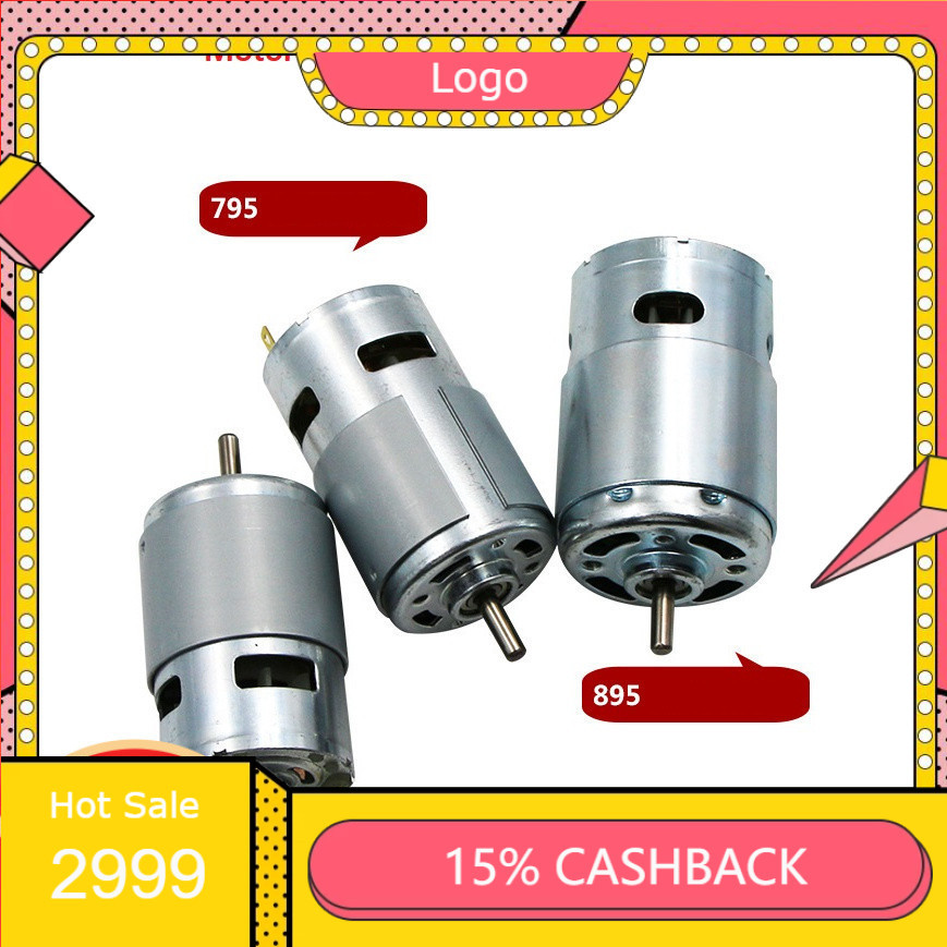 Motor DC 12V 775, 795/ 895 có bạc đạn, quạt tải nhiệt