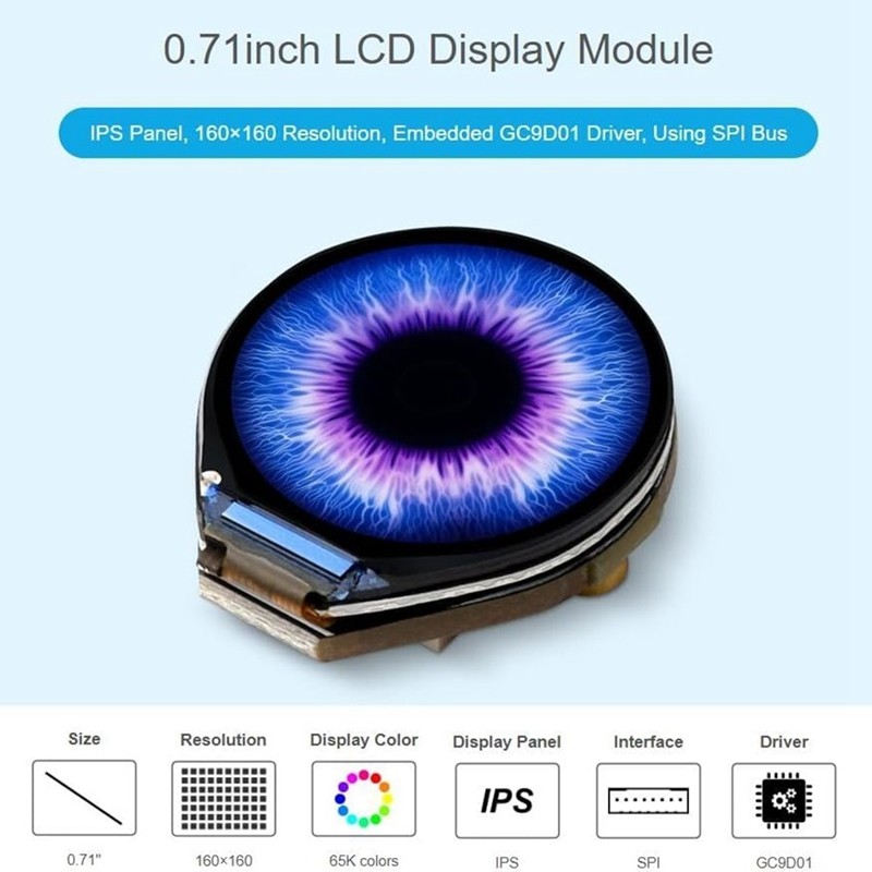 Bảng phát triển LCD tròn ESP32 C3 EYE điện tử Màn hình hiển thị 0,71 Inch GC9A01 160x160