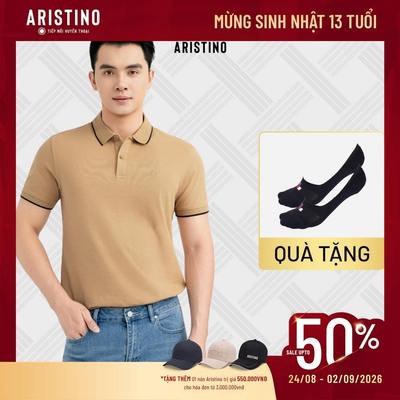 ARISTINO Áo Elite Polo Nam Ngắn Tay Regular Fit APS167S3EC Cotton Mềm Mại Thoáng Khí Kẻ Jacquard Bo Rib
