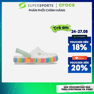 Giày Clog Trẻ Em Crocs Crocband Chevron Band - Trắng - 213840-94S ADS10 LS400