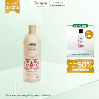 Sữa Tắm Hương Nước Hoa Ziaja Creamy Shower Gel Cashmere Mềm Mịn Da 500ml