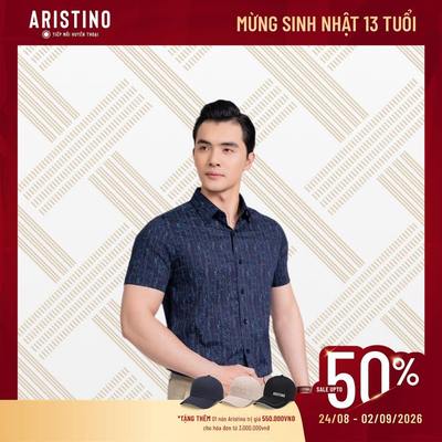 Áo Sơ Mi Nam Tay Ngắn Aristino Slim Fit Họa Tiết Hoa In Tràn, Không Túi Ngực ASS094AS4