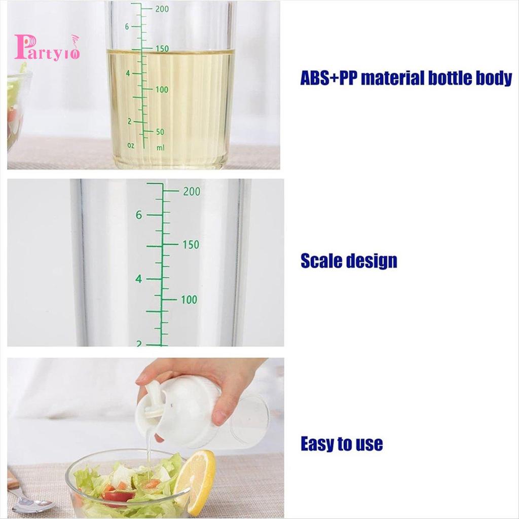 [partylo] Salad Dressing Shaker Container Tự Chế Salad Dressing Chai Trộn Đo Dressing Pour Soft Grip