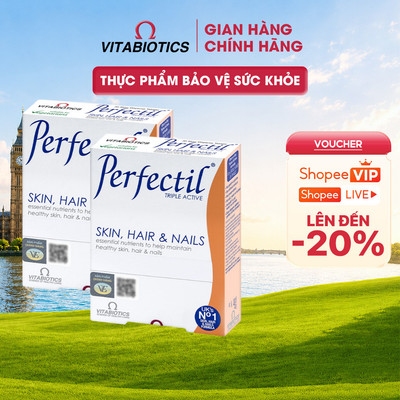 Bộ 2 TPBVSK Vitabiotics PERFECTIL chứa chiết xuất hạt nho, vitamin C, E, biotin Hỗ Trợ làm đẹp da, tóc, móng, 30 viên