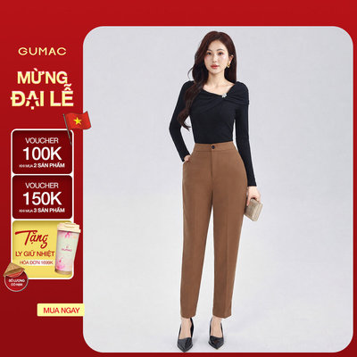 Quần Baggy Nữ 91cm GUMAC Quần Tây Ống Đứng Lưng Cao Công Sở Chất Tuyết Mưa Cạp Cao LQF0110