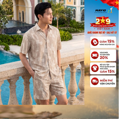 Bộ quần áo lanh nam May 10 mã 060126245ON 2