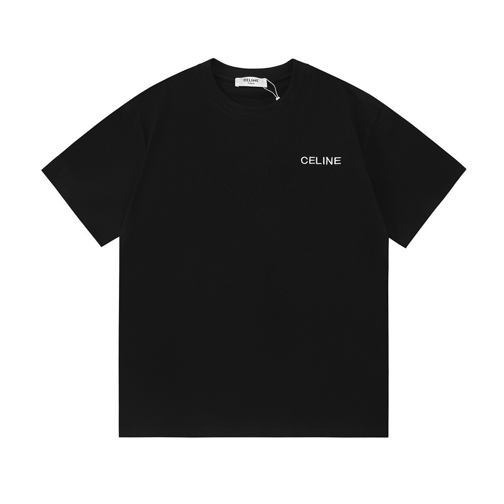 CELINE CELINE Phiên bản truy cập Áo thun ngắn tay phong cách cặp đôi Raglan Tay áo in chữ Áo thun th