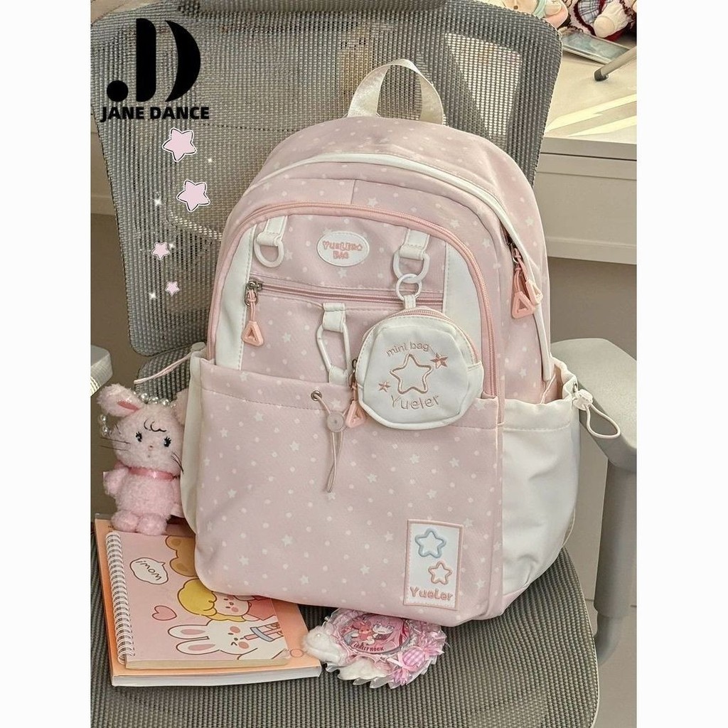 JANE DANCE / JANE DANCE Ba lô phong cách Preppy ngọt ngào Giá trị cao Ngôi sao dễ thương Túi đi học 