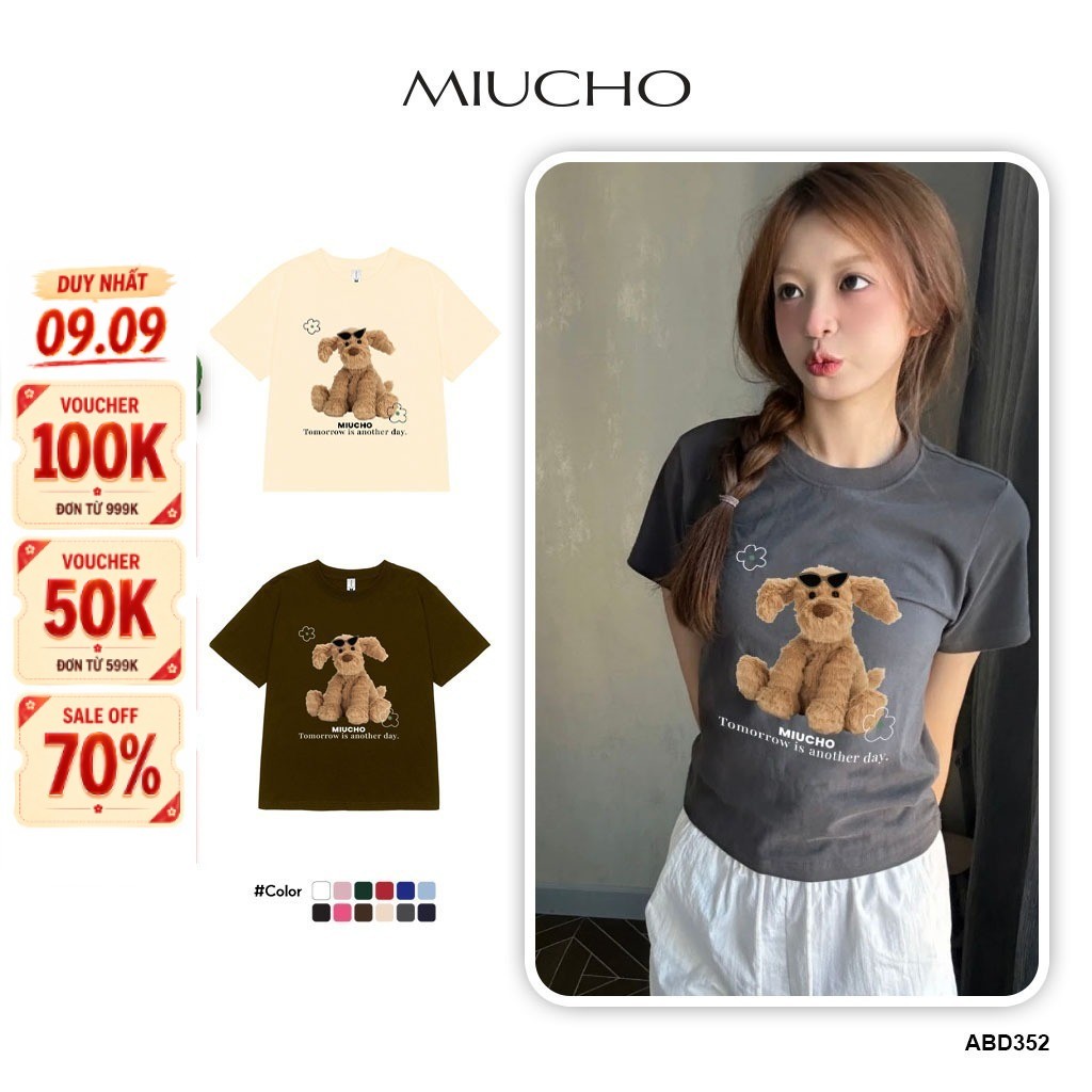 Áo baby tee ABD352 Miucho cổ tròn in graphic