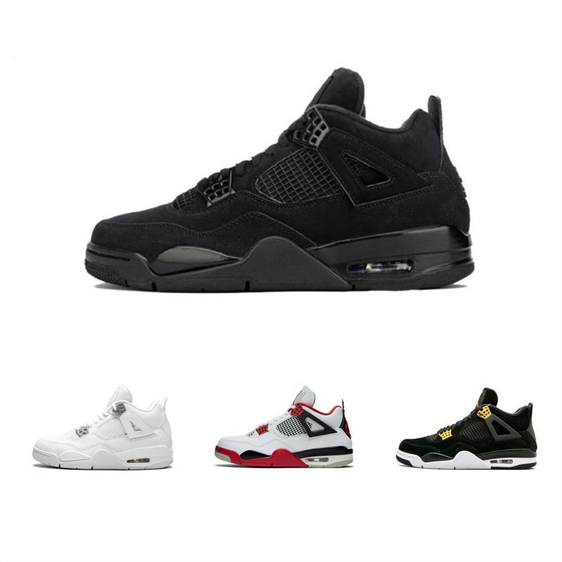 Air Jordan và 4 Retro 4 aj4 Jordan thế hệ thứ tư mèo đen cùng phong cách thể thao nam nữ giày đôi gi