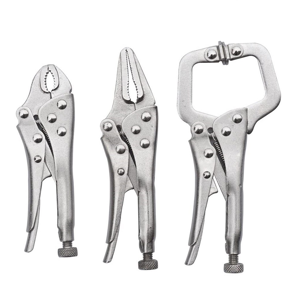 3Pcs Mini Vise Locking Pliers Set 4in. Curved Jaw and 5in...