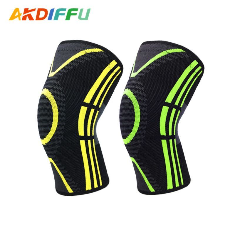 Màu Sắc Ba Chiều Dệt Kim Miếng Lót Đầu Gối Nylon Thoáng Khí Ấm Chạy Bóng Rổ Thể Thao Ngoài Trời Bảo Vệ Thiết Bị Chống Trơn Trượt