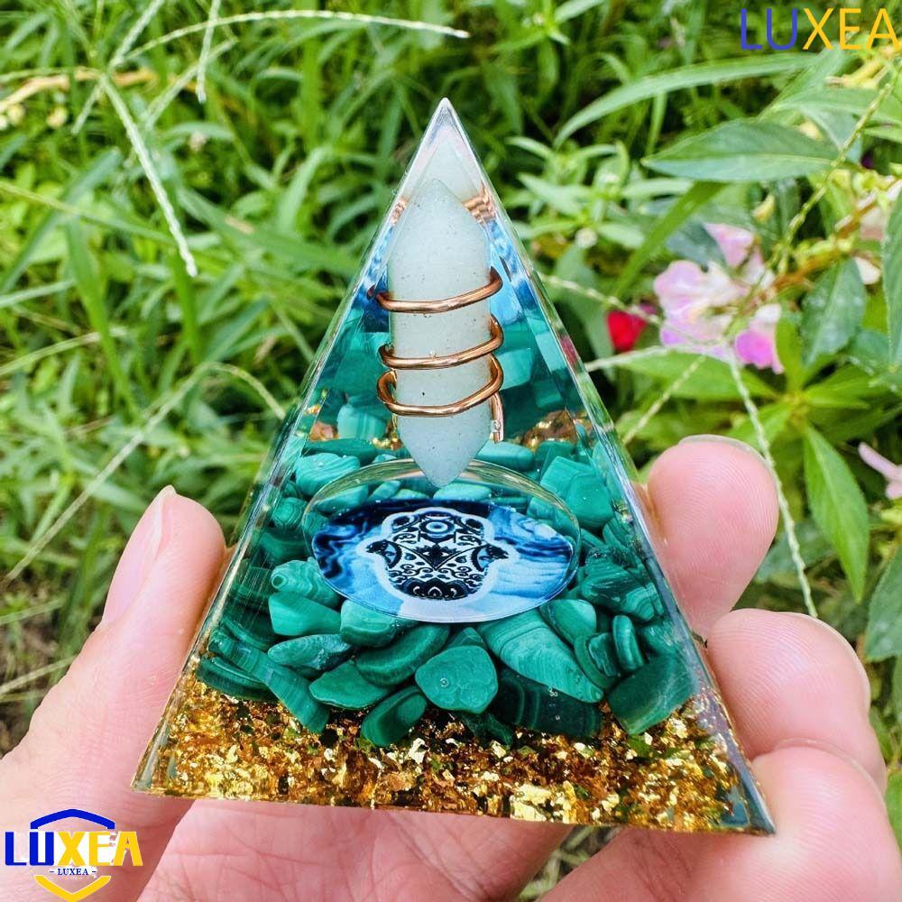 LUXEA Evil Eye Ornament, Fortune Lucky Drop Glue Pyramid Figurine, Art Carfts Energy Orgone Resin Cr