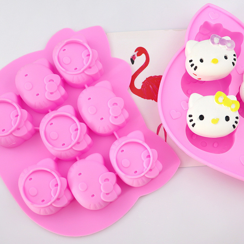 Minghao 8 Đầu Mèo Silicon Bánh Mousse Khuôn Thạch Gia Đình DIY Nướng Thực Phẩm Cấp 2GKH