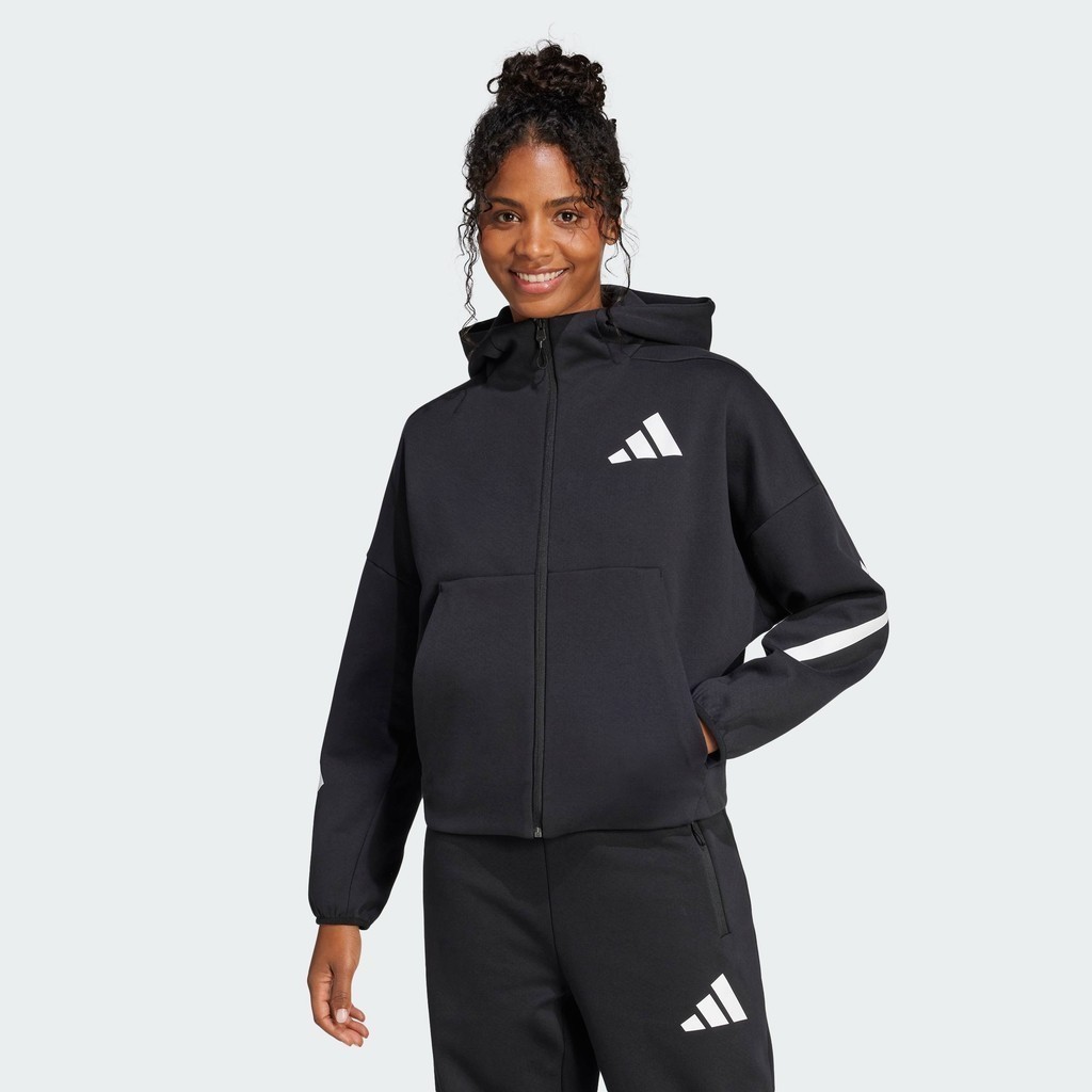 adidas Phong cách sống Áo Hoodie Khóa Kéo Dọc Thân adidas Z.N.E. Nữ Đen JC5392