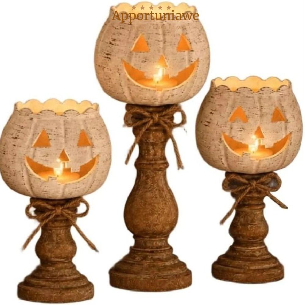 IAPPORTUNIA Bí Ngô Tealight Nến, Cutout Face Scalloped Top Pumpkin Tealight Holder, Quà Tặng Retro G
