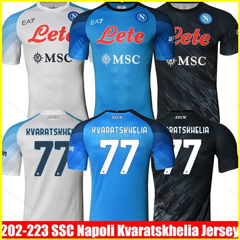 2022-2023 SSC Napoli Sân khách sân nhà Kvaratskhelia Jersey Áo thun bóng đá tay ngắn thể thao Tee Pl