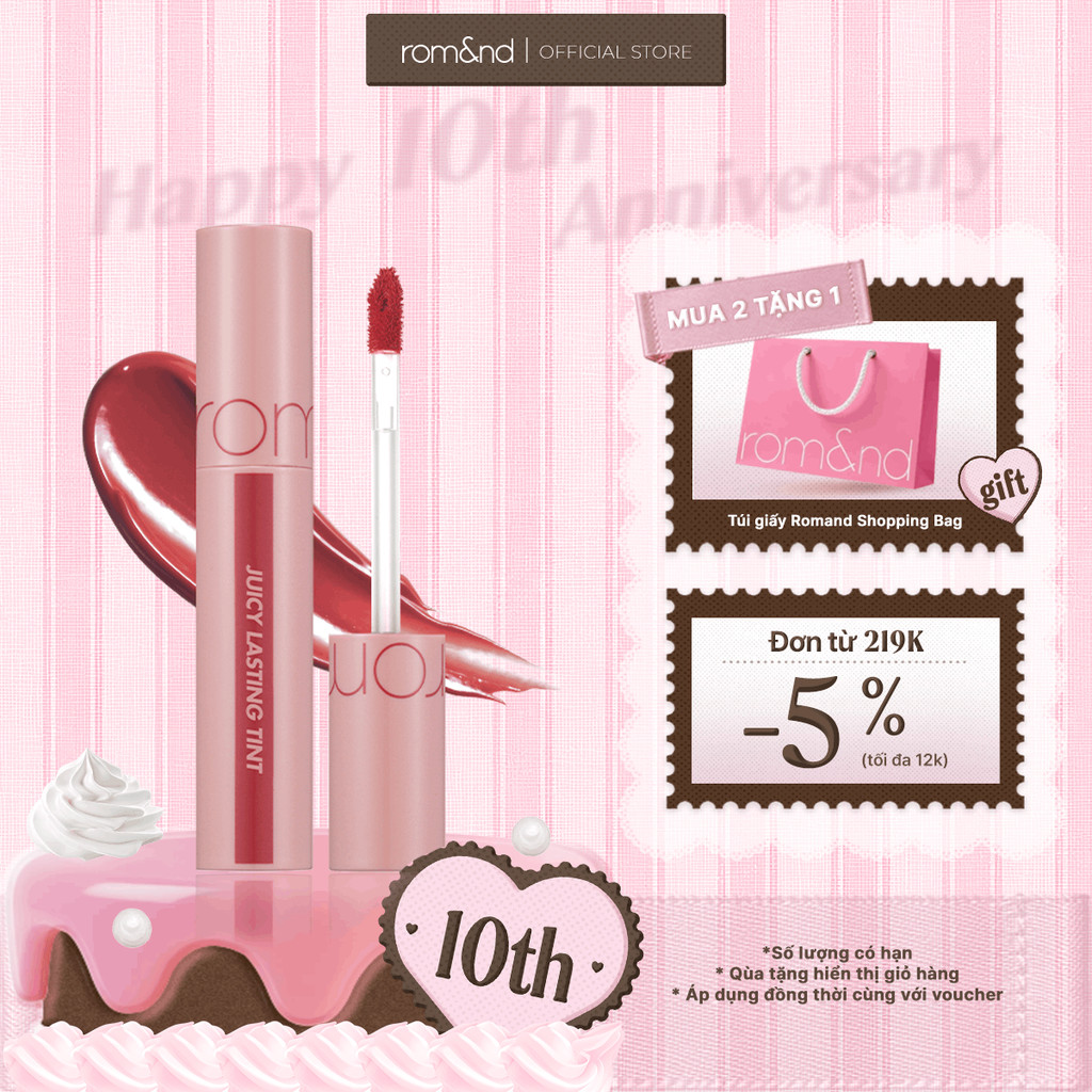 [Rom&nd] Son Tint lì cho môi căng mọng Hàn Quốc Romand Juicy Lasting Tint 5.5g