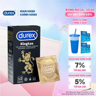 Bao cao su Durex Kingtex ôm sát, bôi trơn, size 49mm, hộp 12 bao