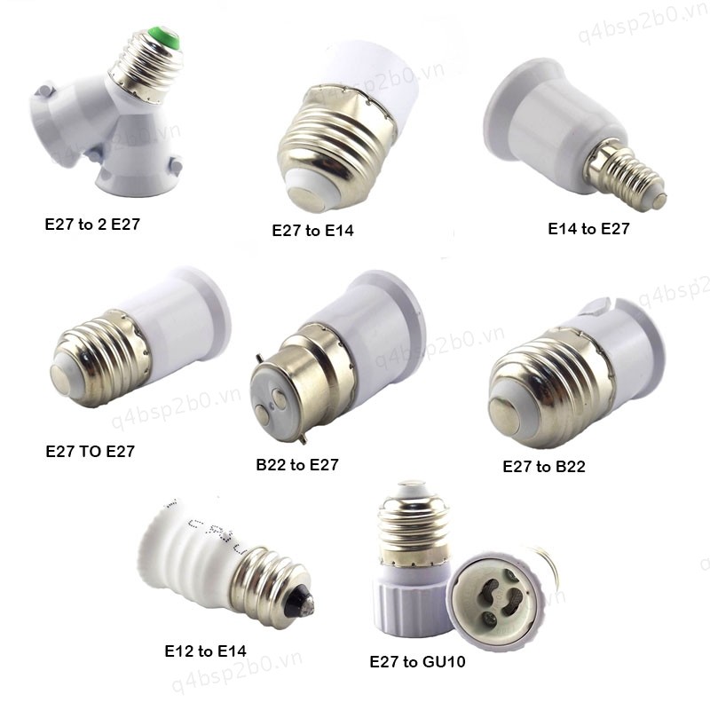 Bộ 5 E27 Sang E14 Ổ Cắm Adapter E27 GU10 G9 B22 E14 E12 Bộ Chuyển Đổi Đèn Led Bóng Đèn Đế Chuyển Đổi