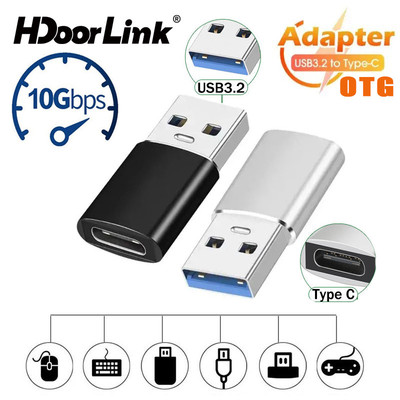 Bộ chuyển đổi HdoorLink OTG Type C Nữ sang USB 3.2 Nam Adapter 10Gbps Sạc dữ liệu