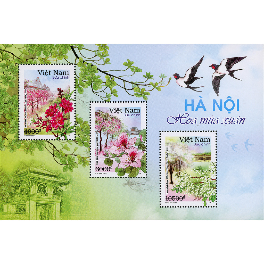 Tem HN12- Bộ tem Hà Nội 12 mùa hoa- Tem bưu chính sưu tầm- Tem hoa- Tem Hà Nội-Tem gửi thư 893GroupA