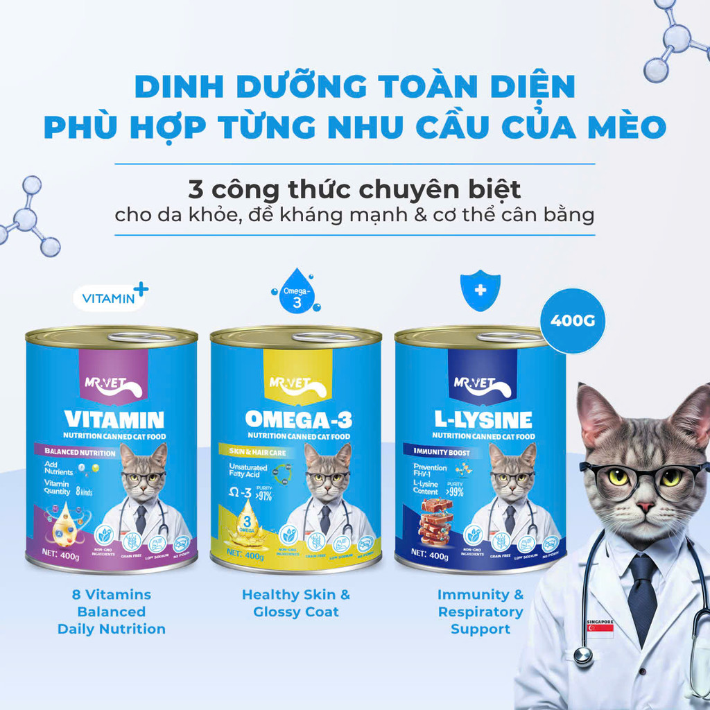 Thức Ăn Ướt Pate Mr Vet Mr.Vet Dạng Lon - Dinh Dưỡng Toàn Diện Cho Mèo Cưng
