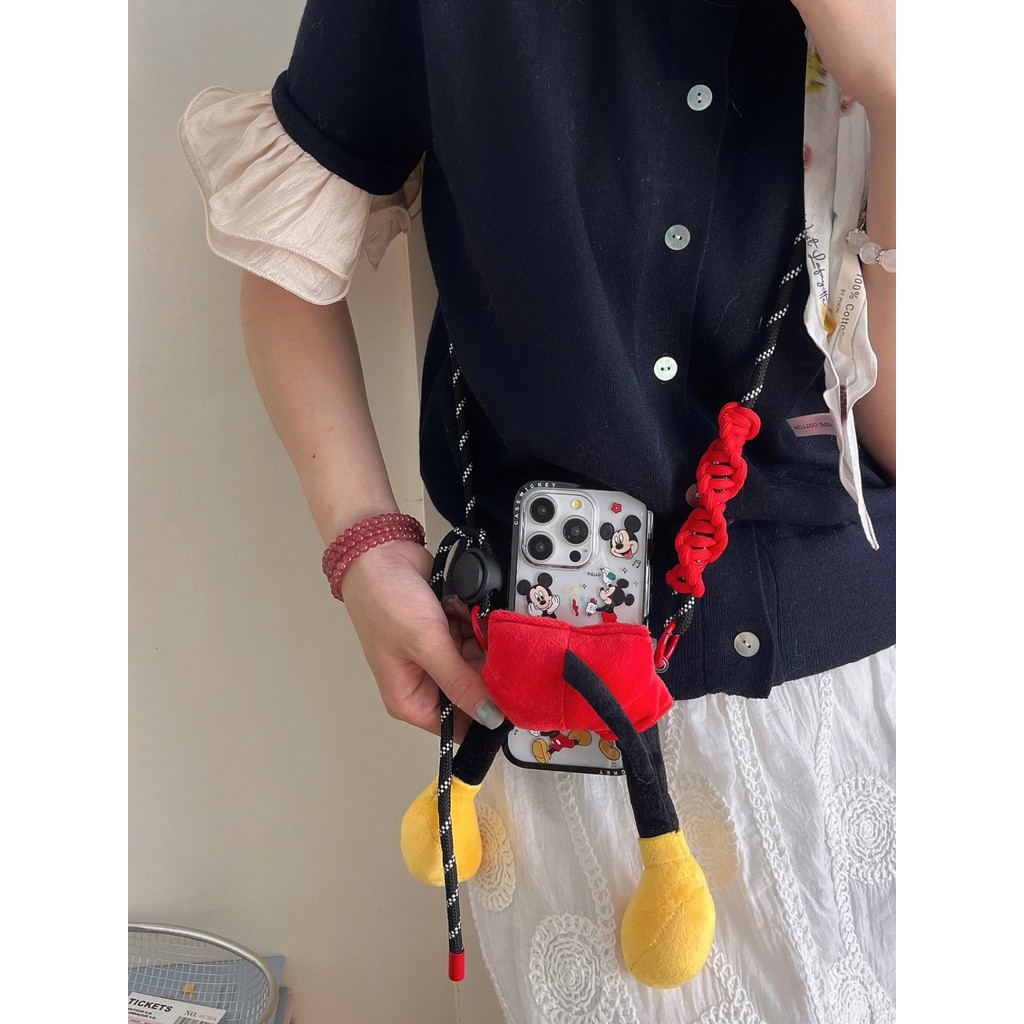 Ốp lưng iPhone 13/14/15/16/17 Mickey Mouse trong suốt, kèm giá đỡ hình đầu chuột