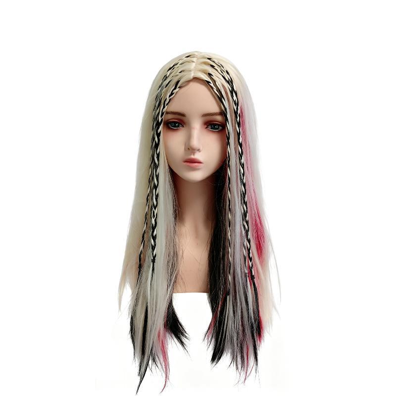 [Hàng có sẵn] Harley Quinn Harley Quinn Black Red Boxing Braid Tóc giả dài COS Wig WJG