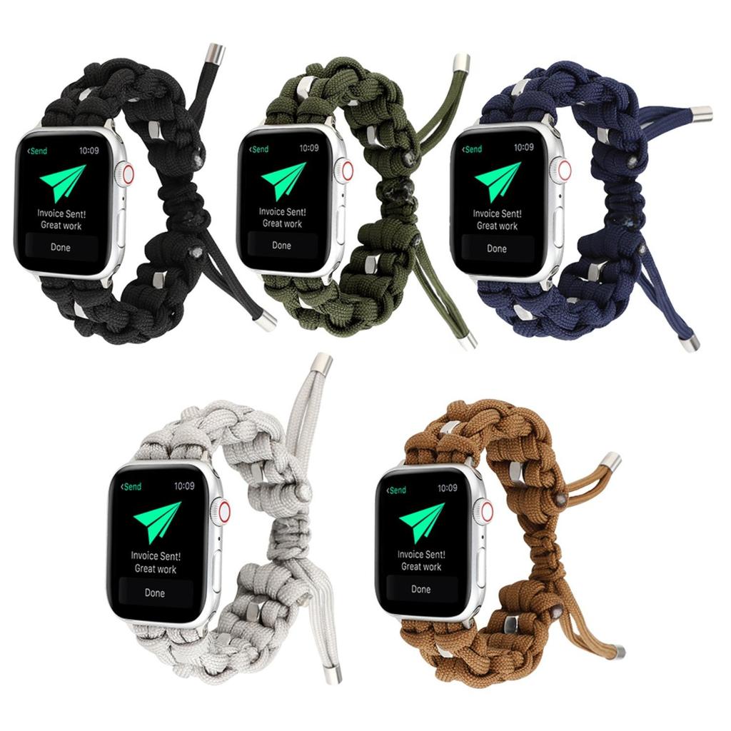 Dây đeo đồng hồ bện Paracord cho Apple Watch 41mm 45mm 49mm Ultra S10 S9 SE Dây đồng hồ có thể điều 