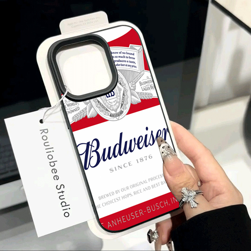 ỐpLưng Mô Hình Bia Budweiser Sáng Tạo Mô Hình Da Giả Vật Liệu IPhone 17 16 15 14 13 12 11 Pro Max Pl