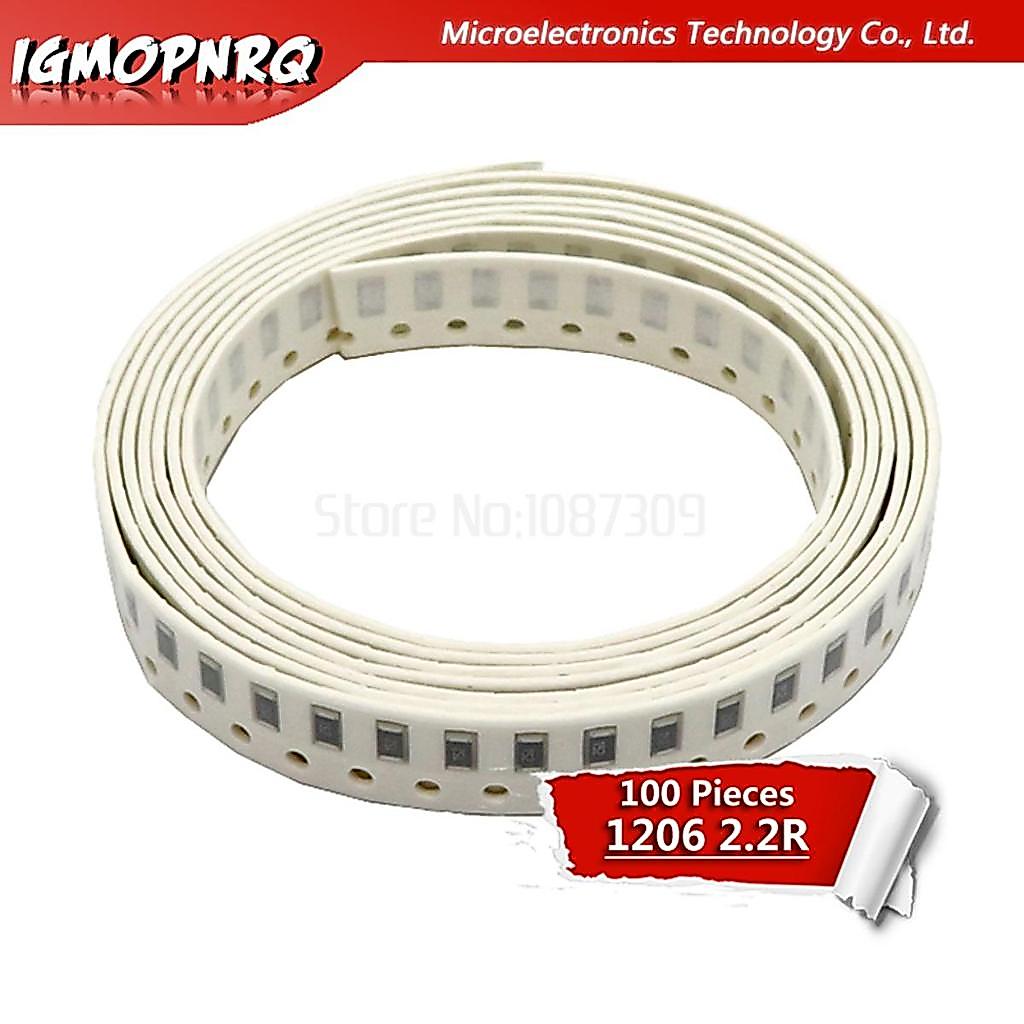 100 Chiếc 1206 Điện Trở SMD 5% 2.2 ohm chip Điện Trở 0,25W 1 / 4W 2.2R 2R2