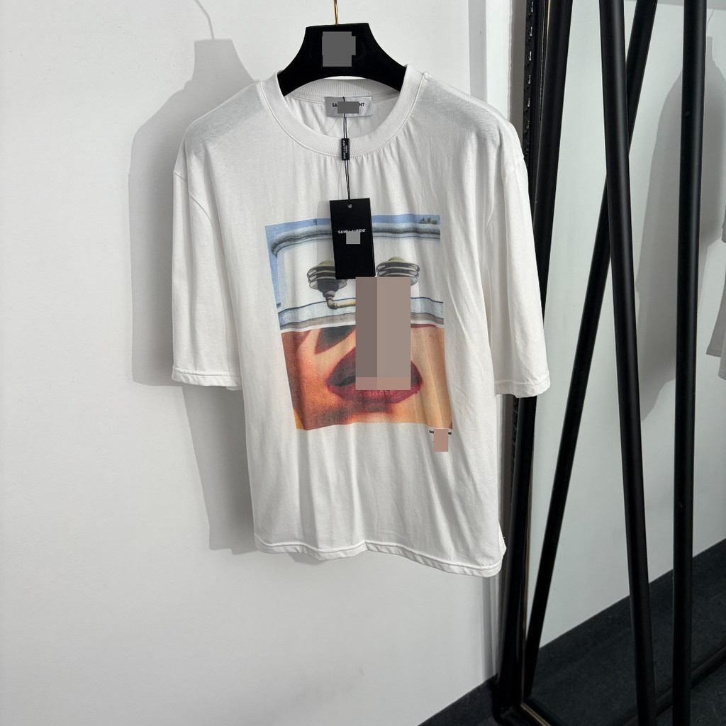 SLP Elegant slim-fit sporty red lip print fashion casual versatile short-sleeve shirt T Shirt